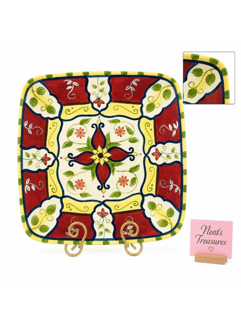 Pier 1 VALLARTA Tuscan Hand Paint Floral Earthenware 13
